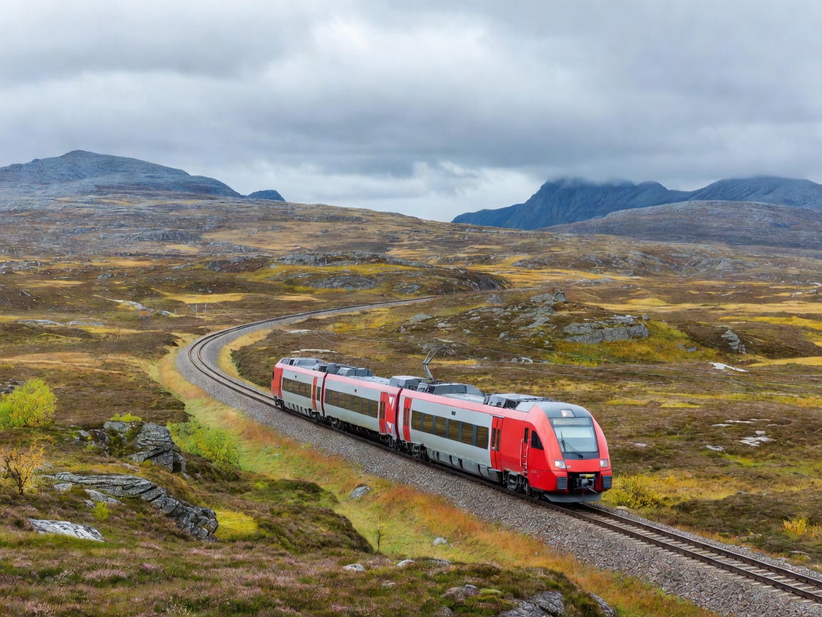 Langdistansetog som kjører over Dovre